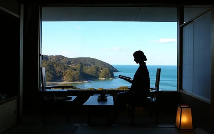 溫潤細緻的「旅莊海之蝶旅館」沈浸在晨曦映照伊勢灣的光影流動。業者提供