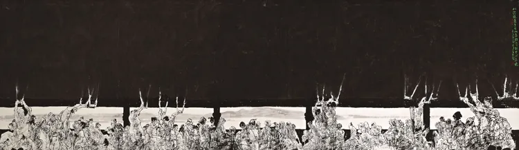 李奇茂2012年作品《北淡捷運》。國立歷史博物館提供