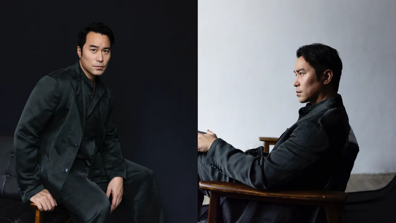 張孝全穿上GIORGIO ARMANI 2025春夏套裝，粗壯手臂線條藏不住。品牌提供