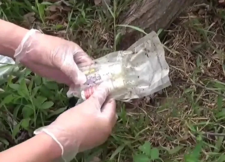 警犬嗅聞下，讓毒販埋在土裡的毒品無所遁形。翻攝照片