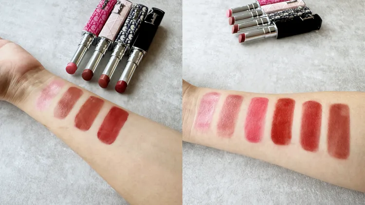 Dior癮誘唇膏，左圖為4款主打色。張家玲攝