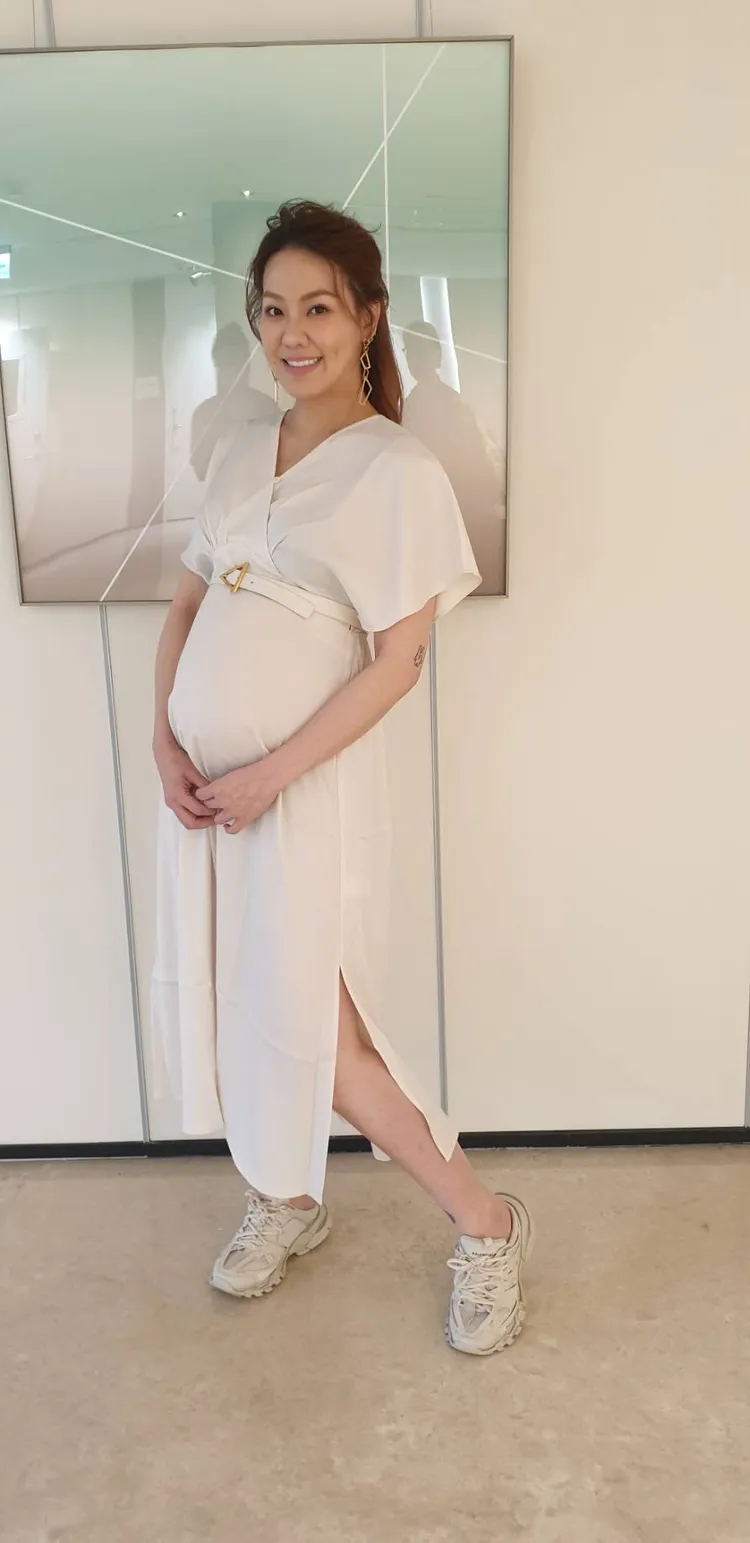 劉雨柔今天錄影，除6個月孕肚明顯，身材沒有太大變化。張瑞振攝