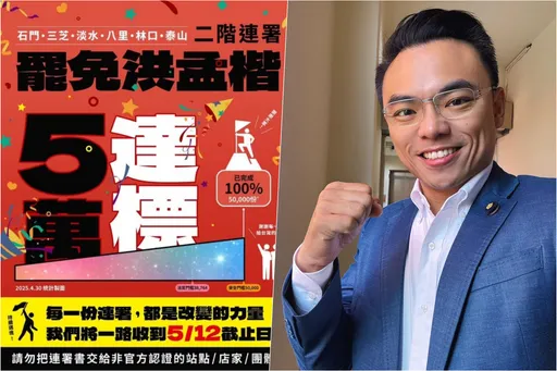 罷團宣布二階連署破5萬份安全門檻 洪孟楷:正面迎戰