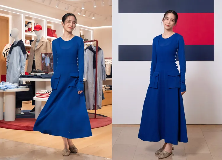 溫貞菱以「Runway Collection」的藍色洋裝搭出甜美風格。品牌提供