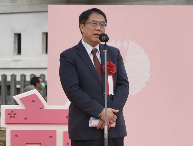 黃偉哲致詞時希望三方交流更密切，也邀請日本友人來訪台南。南市府提供