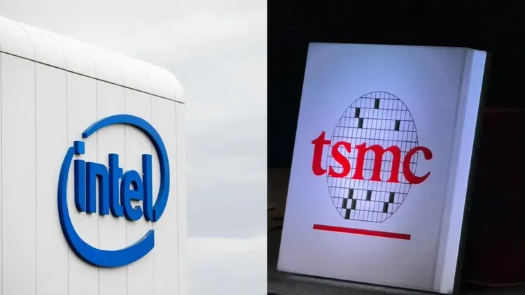 魏哲家闢謠，沒有與任何公司洽談合資，圖為英特爾、台積電。合成圖／資料照、呂承哲攝