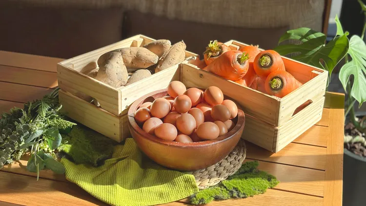 推動永續飲食，選購非籠飼雞蛋及台灣在地小農蔬菜，展示食材原味與土地溫度。和逸飯店‧台北民生館/台北忠孝館提供