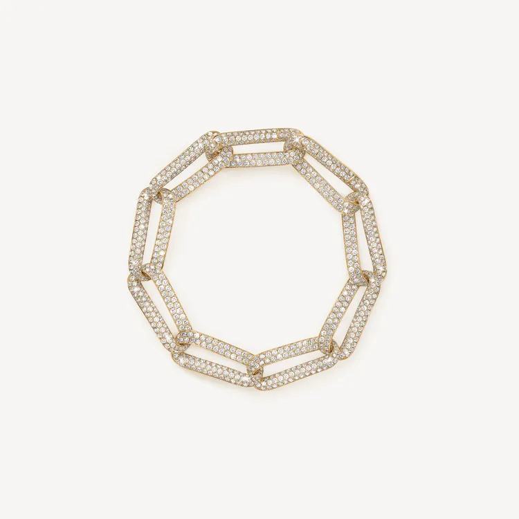 INSIDE／OUT Link黃K金密鑲鑽石手鍊，123萬9000元。品牌提供