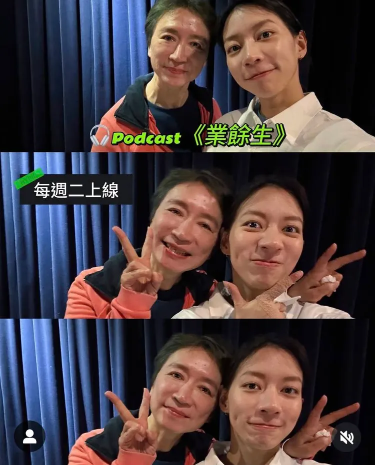 陳妤和媽媽一起錄製Podcast。翻攝自陳妤IG