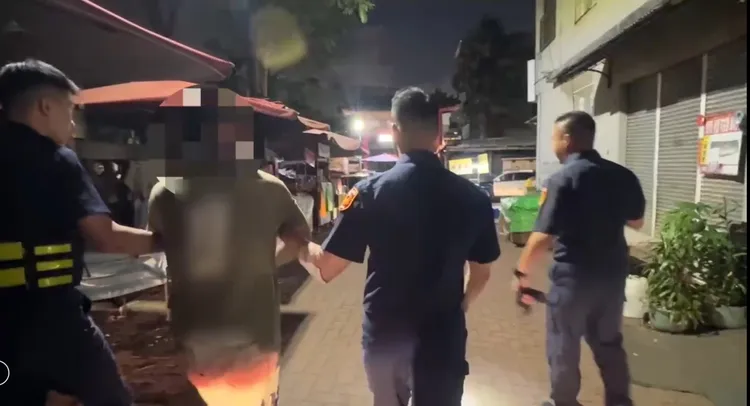 警方晚間逮到林姓男子，原來他竟是傷害罪通緝犯。民眾提供
