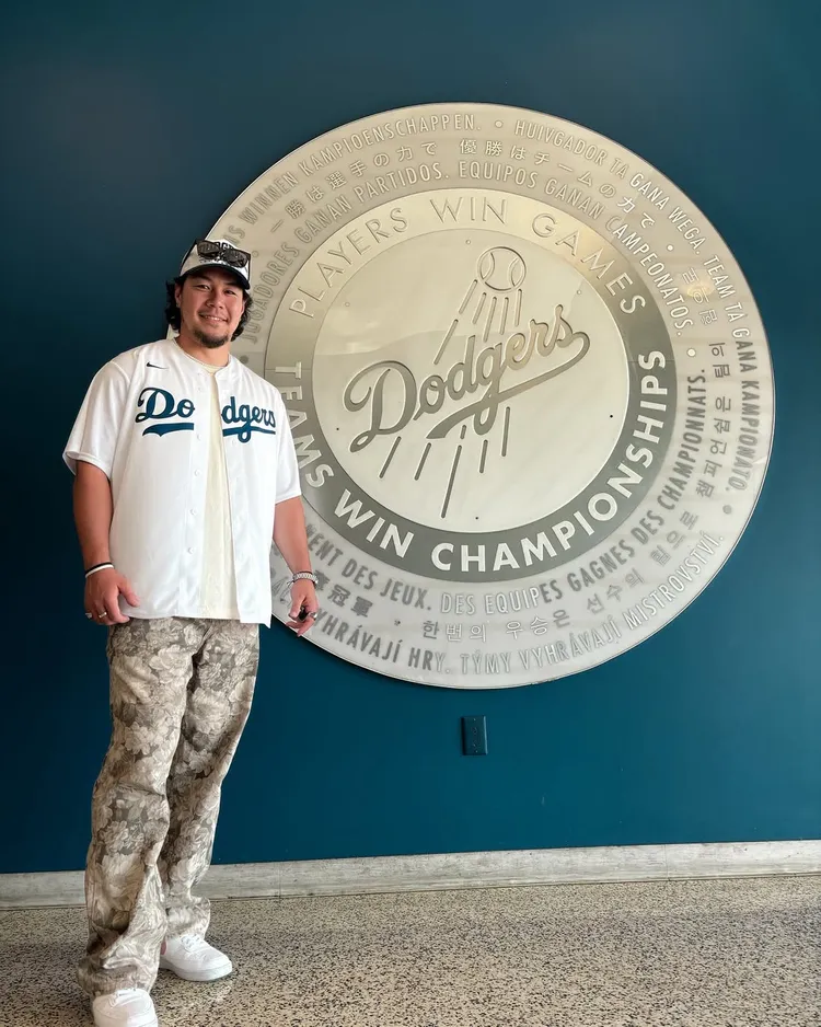 田中真一去年到道奇球場看球賽。翻攝田中真一IG