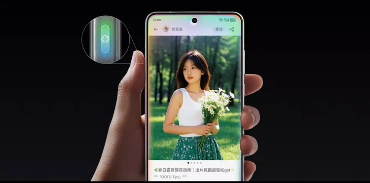 左側新增實體快捷鍵，可自定AI一鍵閃記。OPPO官網