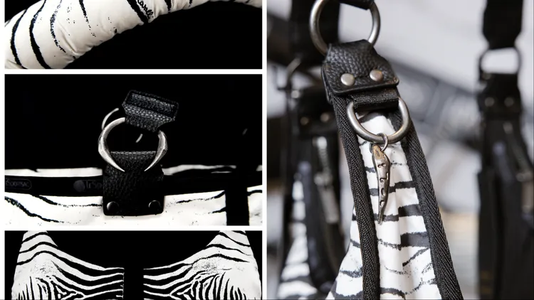 聯名包款細節運用齒型搭扣、齒型吊飾呼應狂野風格。品牌提供