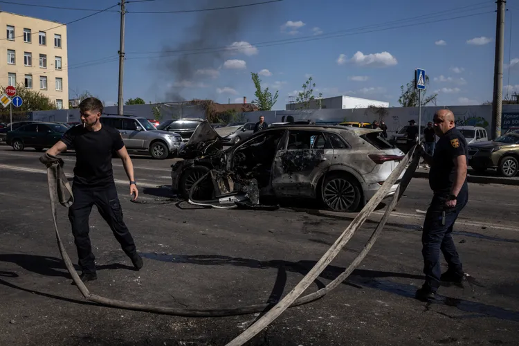 烏克蘭遭到俄羅斯無人機攻擊。路透社
