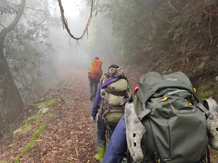 女山友因高山症受困郡東山，地面部隊入山救援。南投縣消防局提供