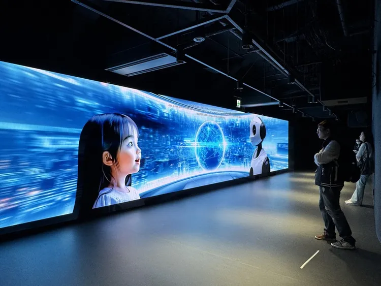 台灣展出的互動立體影像。中央社