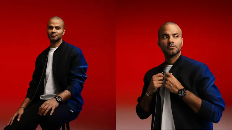 NBA傳奇球星Tony Parker配戴充滿籃球元素NBA全新帥錶。品牌提供