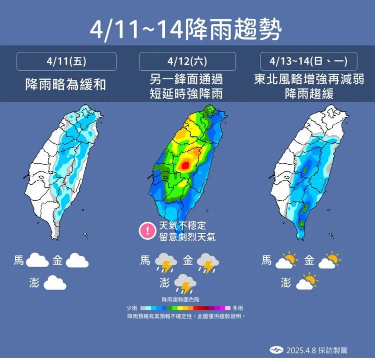 未來降雨預報。氣象署提供