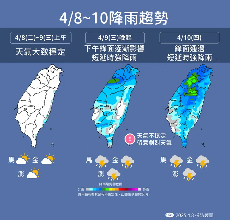 未來降雨預報。氣象署提供