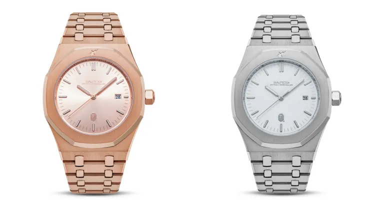 TYPE 9 BAPEX玫瑰金（左）、銀色（右），各1萬8399元。品牌提供