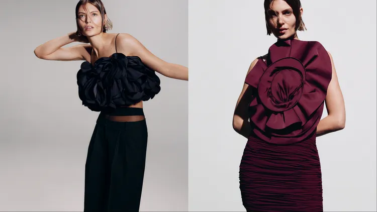 服裝的立體花朵剪裁讓穿著者變身「行走花園」。品牌提供