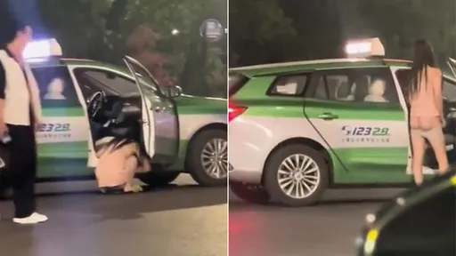 傻眼影片|妹子馬路中間下車「洩洪」 被眾人看光沒在怕der