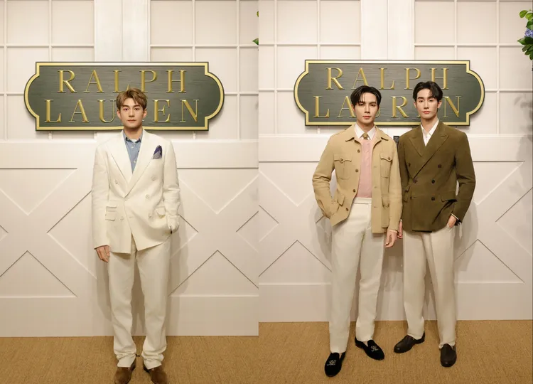 魏浚笙（左起）、普拉克帕尼、基亞契邦斯里桑等男星現身RALPH LAUREN上海大秀。品牌提供