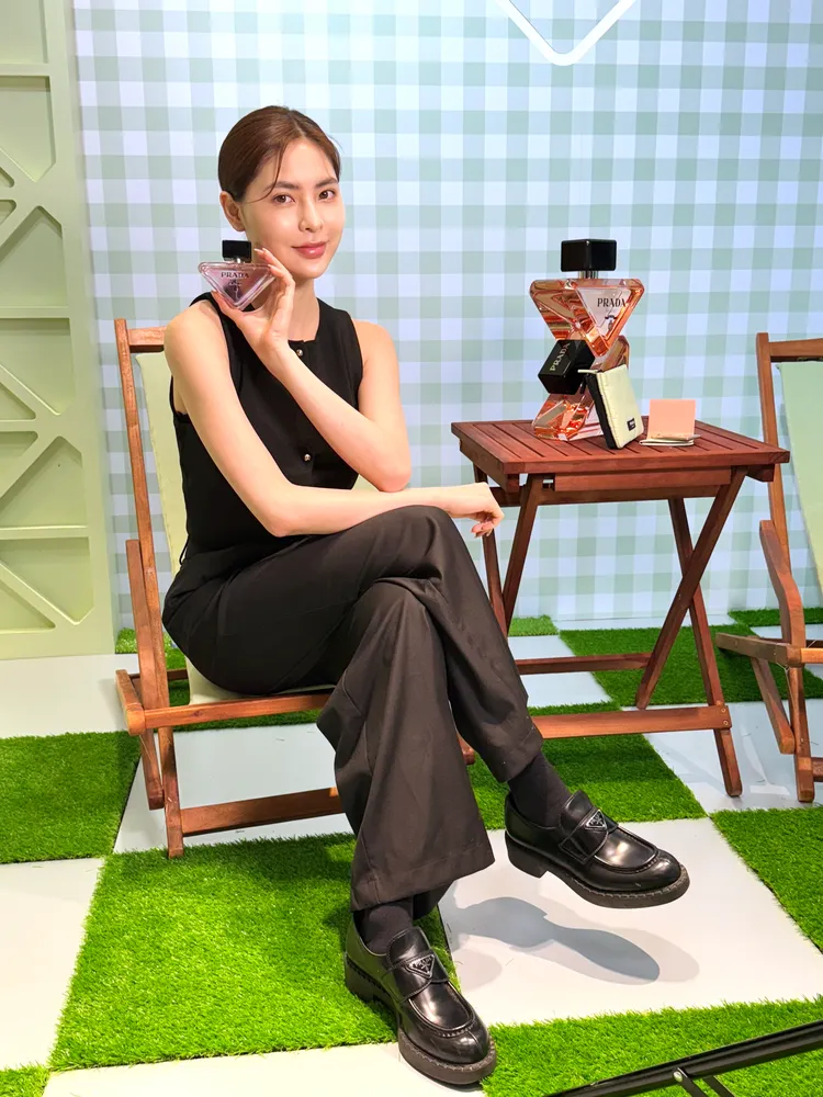 PRADA Beauty格紋野餐美拍牆。張家玲攝