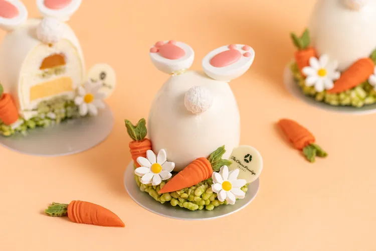 The Nine烘焙坊推出bunny復活節限定蛋糕，以正在挖掘彩蛋的兔子為造型靈感，渾圓可愛的外型非常討喜。業者提供