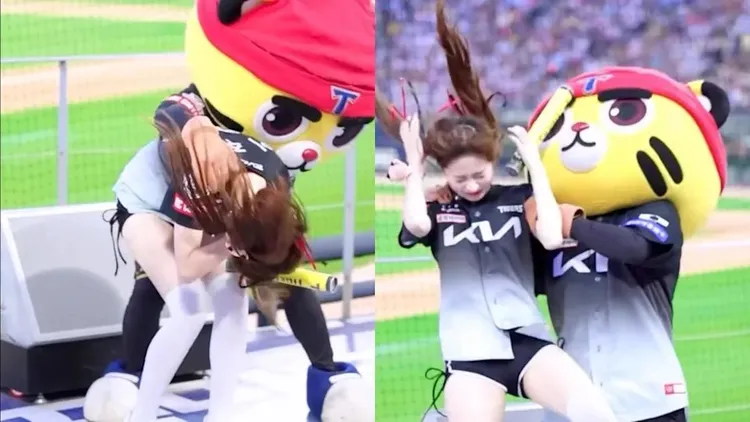 起亞虎吉祥物對李珠珢狂按頭曾引發爭議。翻攝「@my._.chuuu」IG