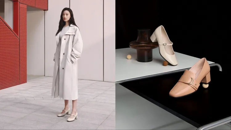 倪妮改用長版風衣搭配「SHAPE 35 SQUARED」瑪莉珍鞋。品牌提供
