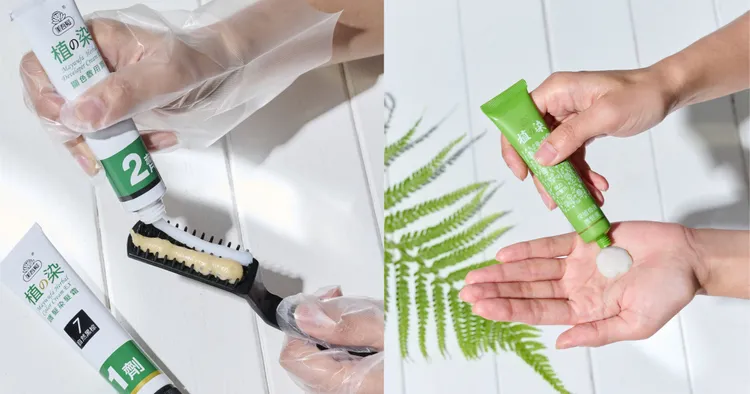 植の染護髮染髮霜使用簡單，可多次使用補染髮根，還附贈護髮素。