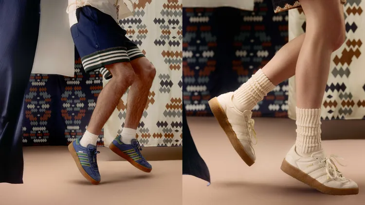 CLOT Silk Gazelle的鞋面將緞面拼接絨面皮革材質。品牌提供