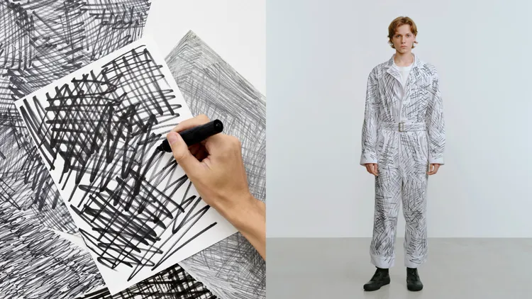 《SKETCH SHIRT》將轉印筆觸面料，使服裝彷彿成為流動的畫作。品牌提供