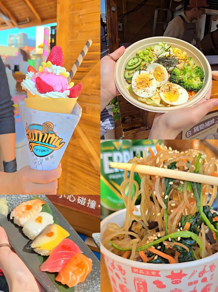 品味異國美食小點趁現在！10攤美食小木屋全新進駐二期廣場周邊，打造「美味快餐聚落」。業者提供