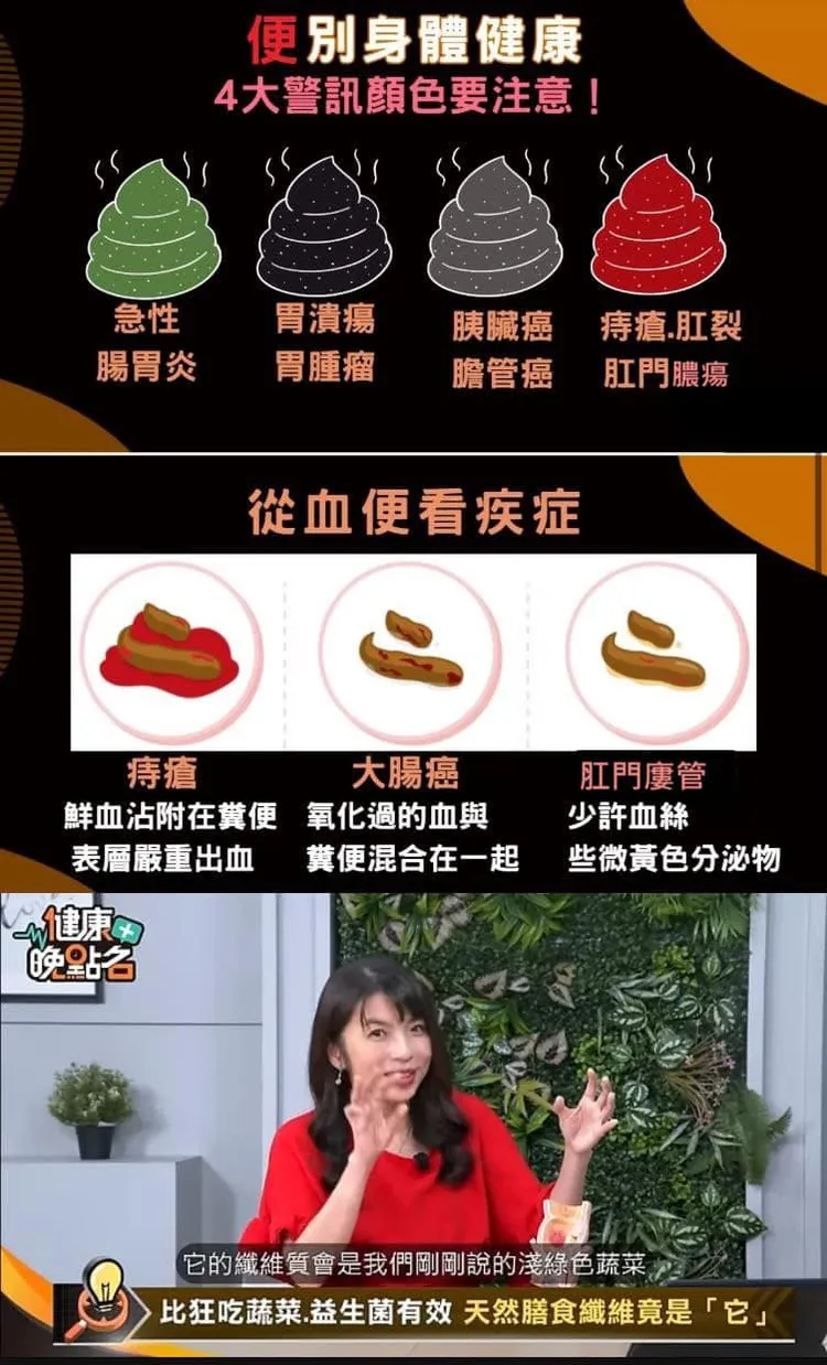 外科醫師鍾雲霓分享糞便顏色和健康關係。取自痔瘡手術女醫師-鍾雲霓粉專