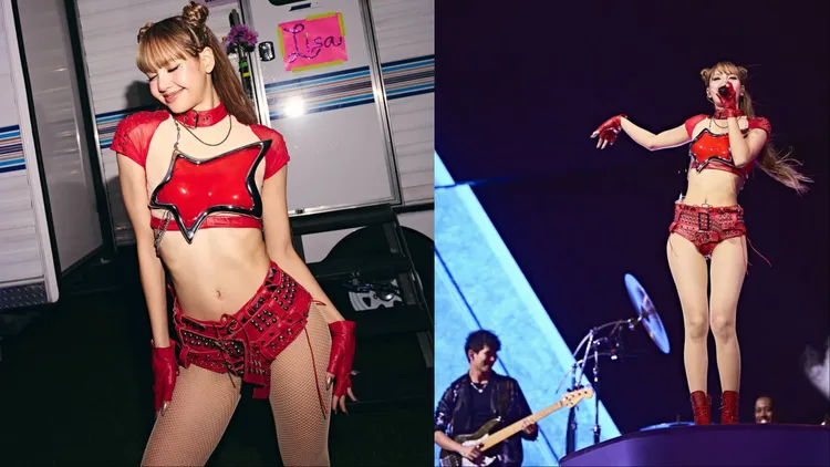 Lisa日前以紅色熱褲辣翻科切拉舞台。翻攝Lisa IG