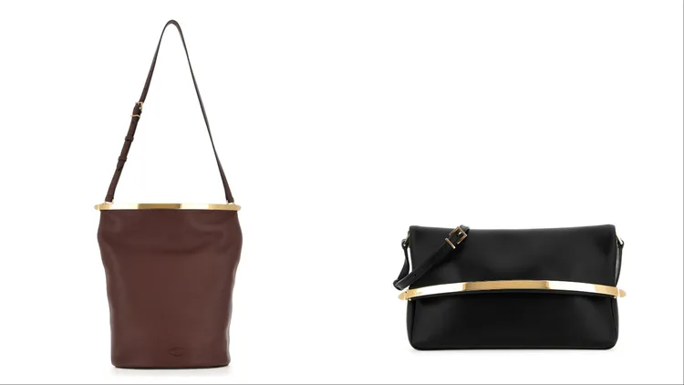 TOD'S MAGENTA酒紅色肩背包（左）8萬5900元、MAGENTA黑色翻蓋肩背包（右）7萬6900元。品牌提供