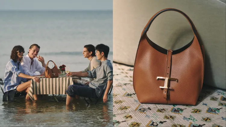 T TIMELESS手提斜背包採用實用雙提把設計搭配可拆卸肩帶，使用更靈活。品牌提供