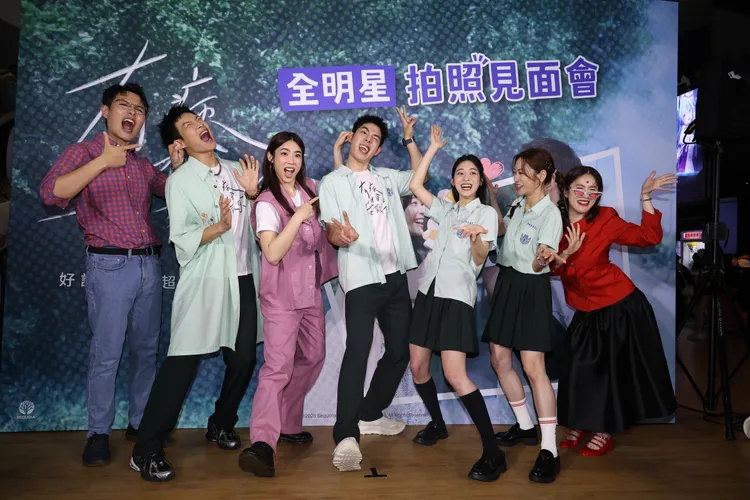 宮能安（左起）、黃冠智、林思宇、詹懷雲、江齊、楊千霈和百白出席見面會。攝影中心攝