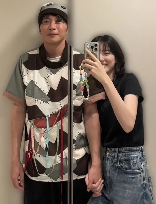 雖然田中圭（左）和永野芽郁否認不倫戀，仍有許多網友認為牽手自拍已逾矩。翻攝《週刊文春》