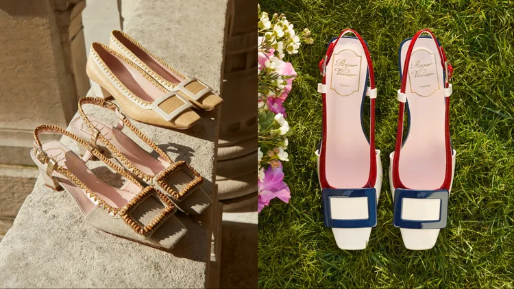 Roger Vivier 2025春夏系列鞋款運用草編、繽紛線條營造活力。品牌提供