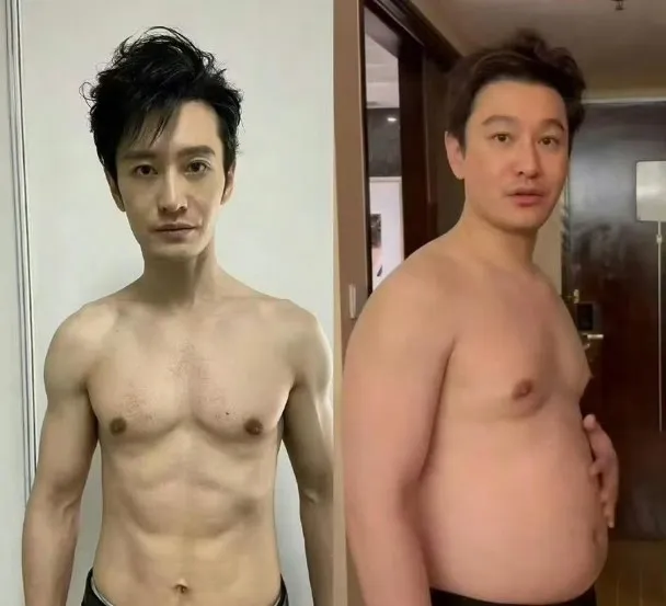 黃曉明為電影增重前後對比。翻攝黃曉明朋友圈