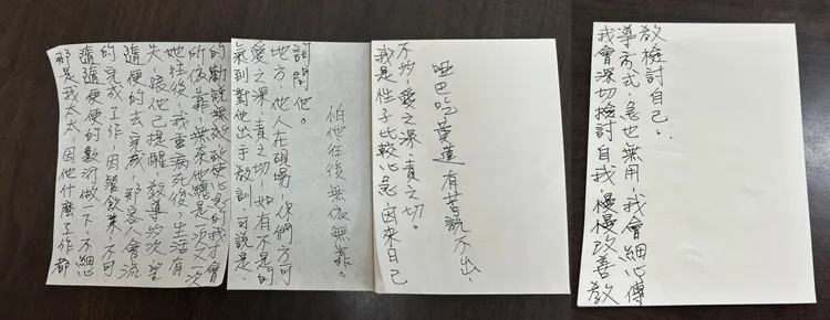 老闆因為氣切無法言語，身體狀況令他深感來日無多，才會一時性急動手，他也寫下文字反省。莊曜聰攝