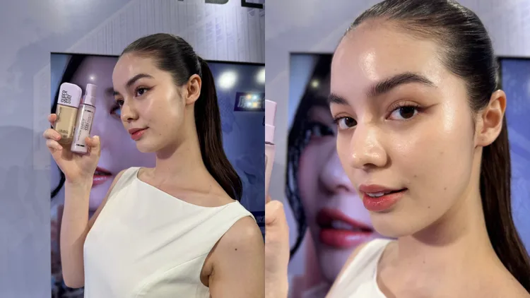 媚比琳小方胖粉底搭配超持久極細雙效定妝噴霧的妝效。品牌提供