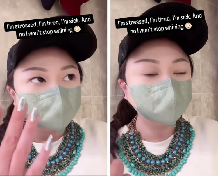 梁齊昕最後在社群平台露面時妝容整齊，穿戴華麗，配戴著相當顯眼的土耳其石銅鍊項鍊，手指還有亮銀色的美甲。翻攝自梁齊昕IG