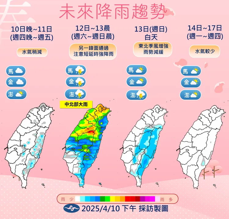未來降雨預報。氣象署提供