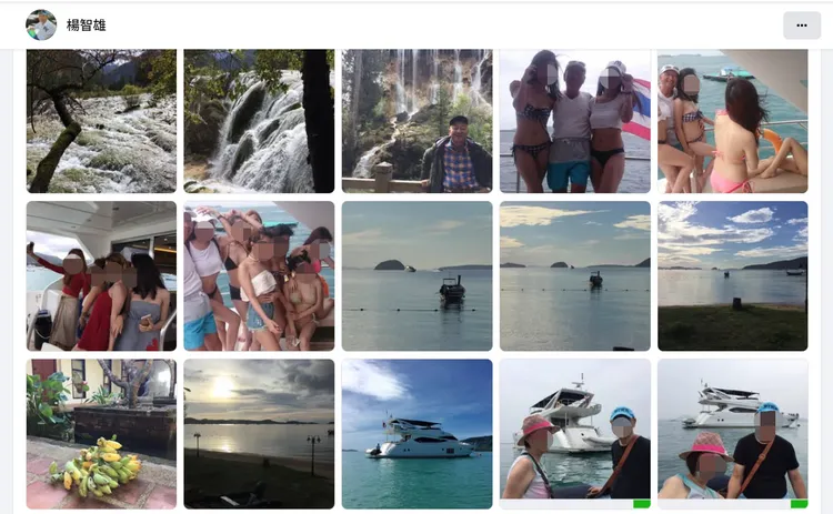楊智雄臉書可見他曾PO出多張遊艇辣妹照。圖取自楊智雄臉書