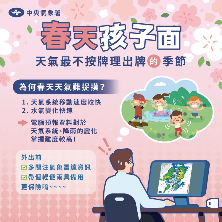 天氣提醒。中央氣象署提供