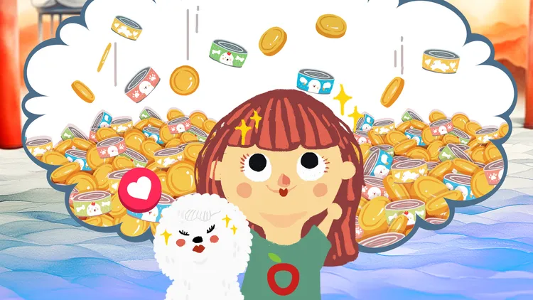 金幣及罐頭都是超可愛的比熊犬麻吉做標章。